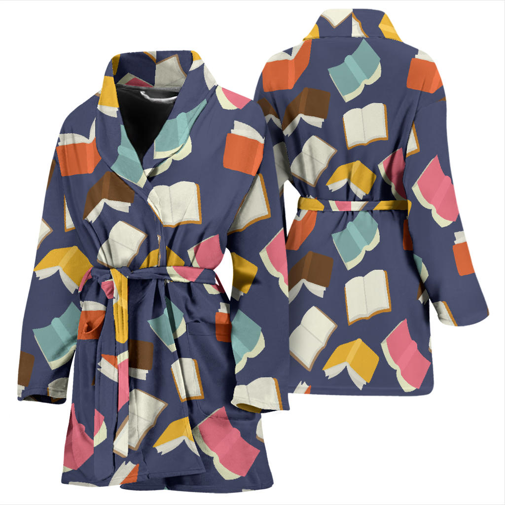 Book Pattern Print Design 01 Women Bathrobe