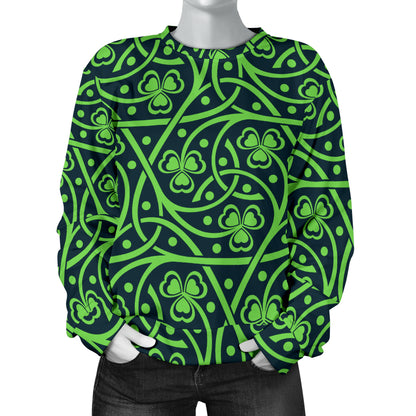 Shamrock Themed Print Women Long Sleeve Sweatshirt