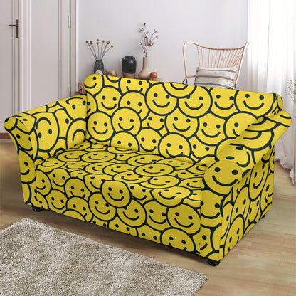 Smiley Face Emoji Print Design LKS302 Loveseat Couch Slipcover