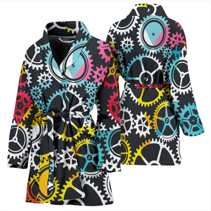 Mechanic Pattern Print Design 02 Women Bathrobe