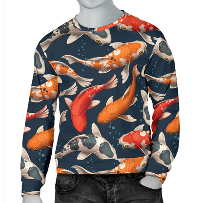 Koi Carp Cute Design Themed Print Men Long Sleeve Sweatshirt
