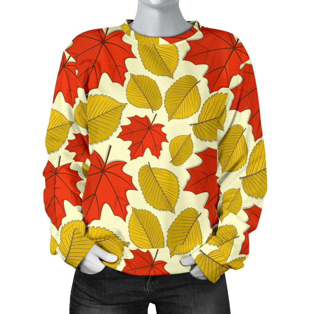 Elm Maple Leave Print Pattern Women Long Sleeve Sweatshirt