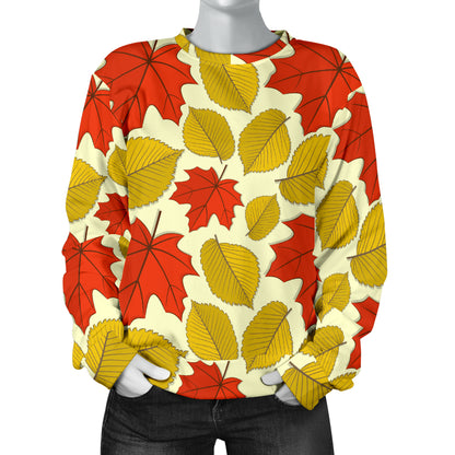 Elm Maple Leave Print Pattern Women Long Sleeve Sweatshirt