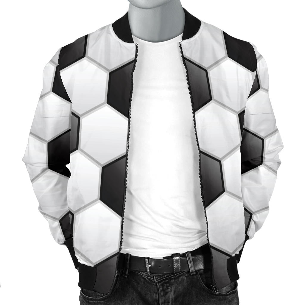 Soccer Ball Texture Print Pattern Men Bomber Jacket