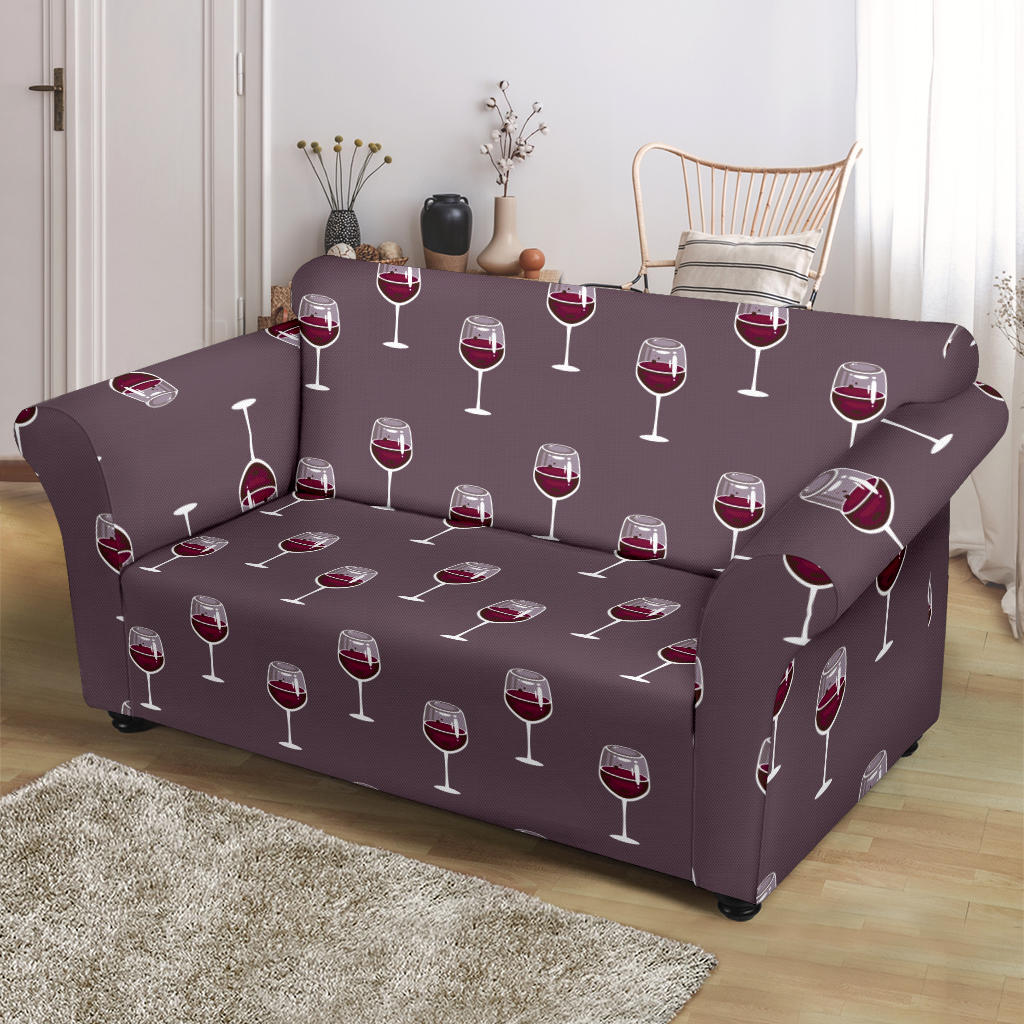 Wine Glass Pattern Print Design LKS305 Loveseat Couch Slipcover