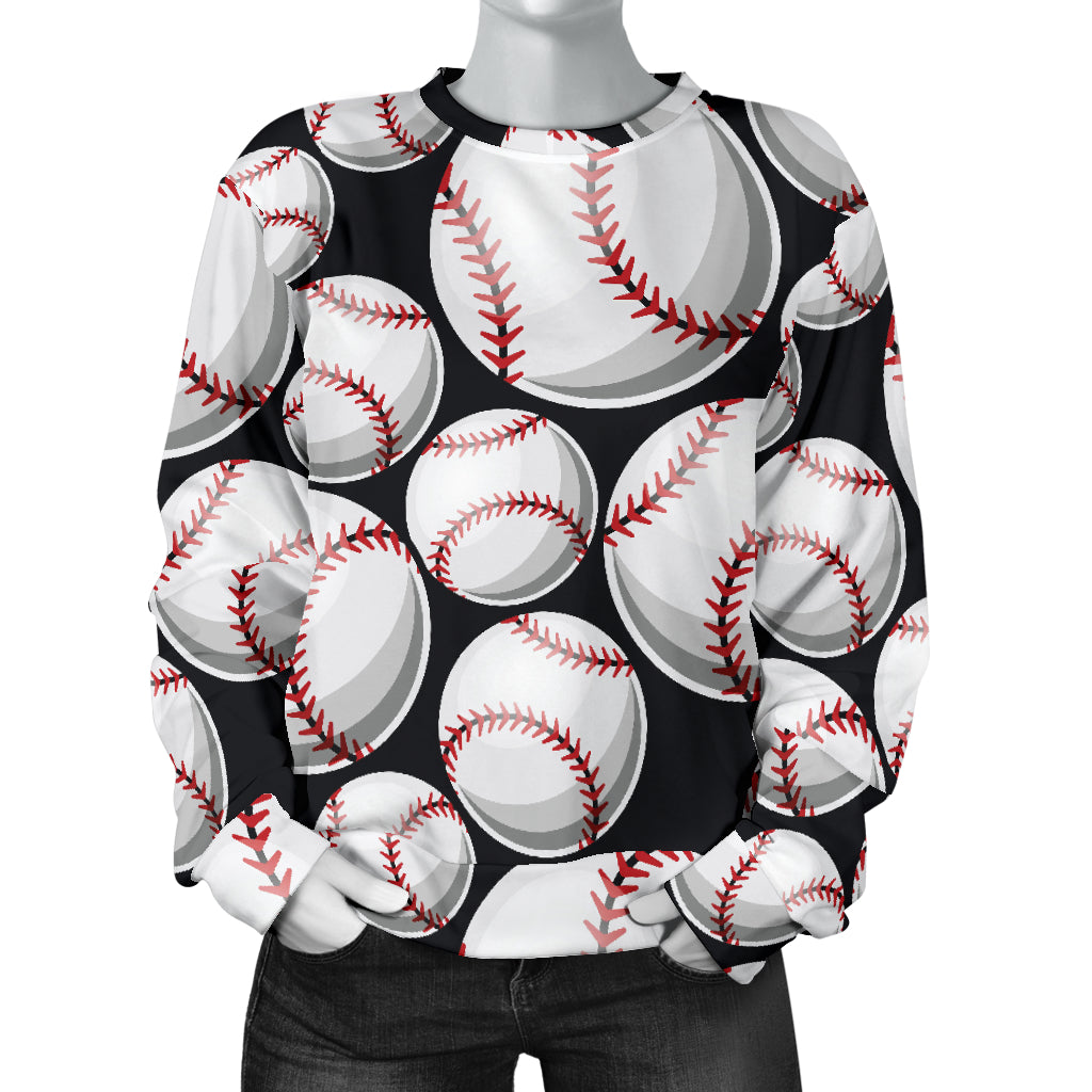 Baseball Black Background Women Long Sleeve Sweatshirt