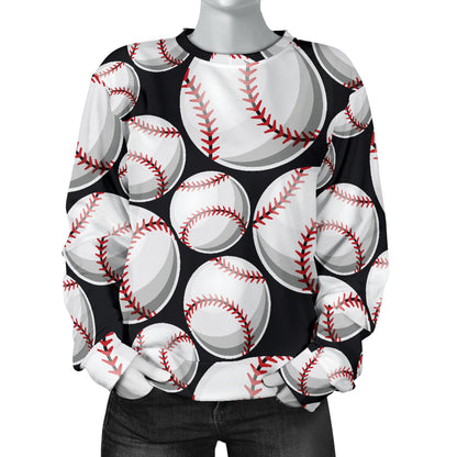 Baseball Black Background Women Long Sleeve Sweatshirt