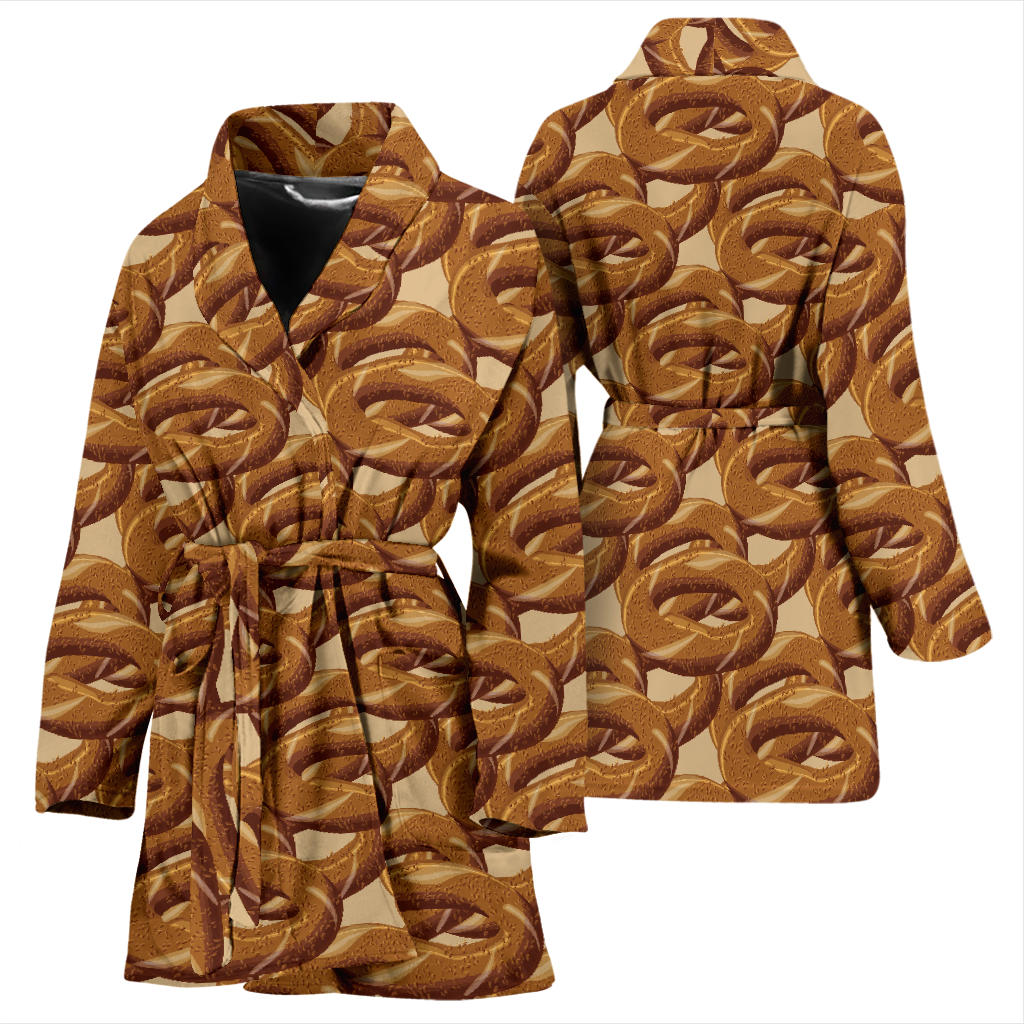 Bagel Pattern Print Design 02 Women Bathrobe