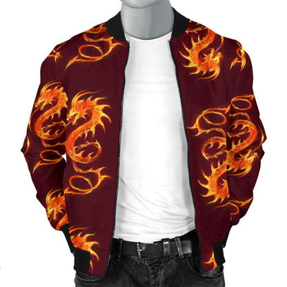 Dragons Fire Design Men Bomber Jacket