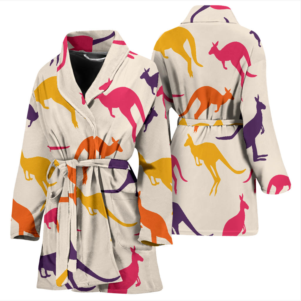 Kangaroos Pattern Print Design 01 Women Bathrobe