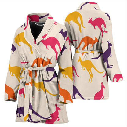Kangaroos Pattern Print Design 01 Women Bathrobe
