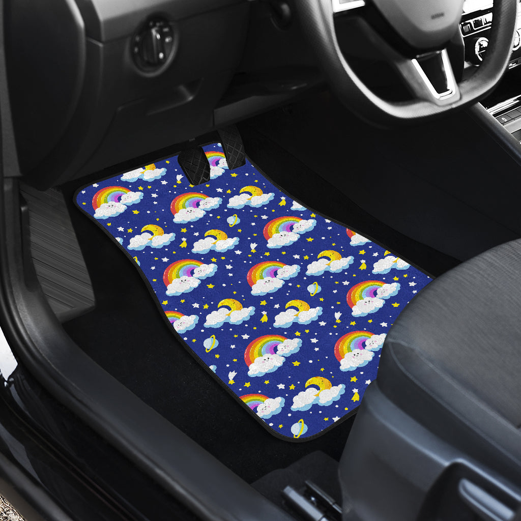 Rainbow Space Design Print Car Floor Mats Front Back