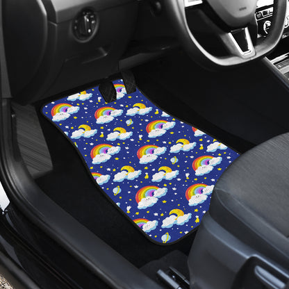 Rainbow Space Design Print Car Floor Mats Front Back