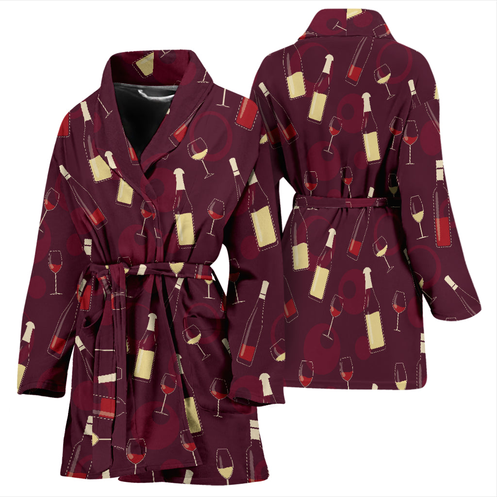 Wine Themed Print Design LKS302 Women Bathrobe