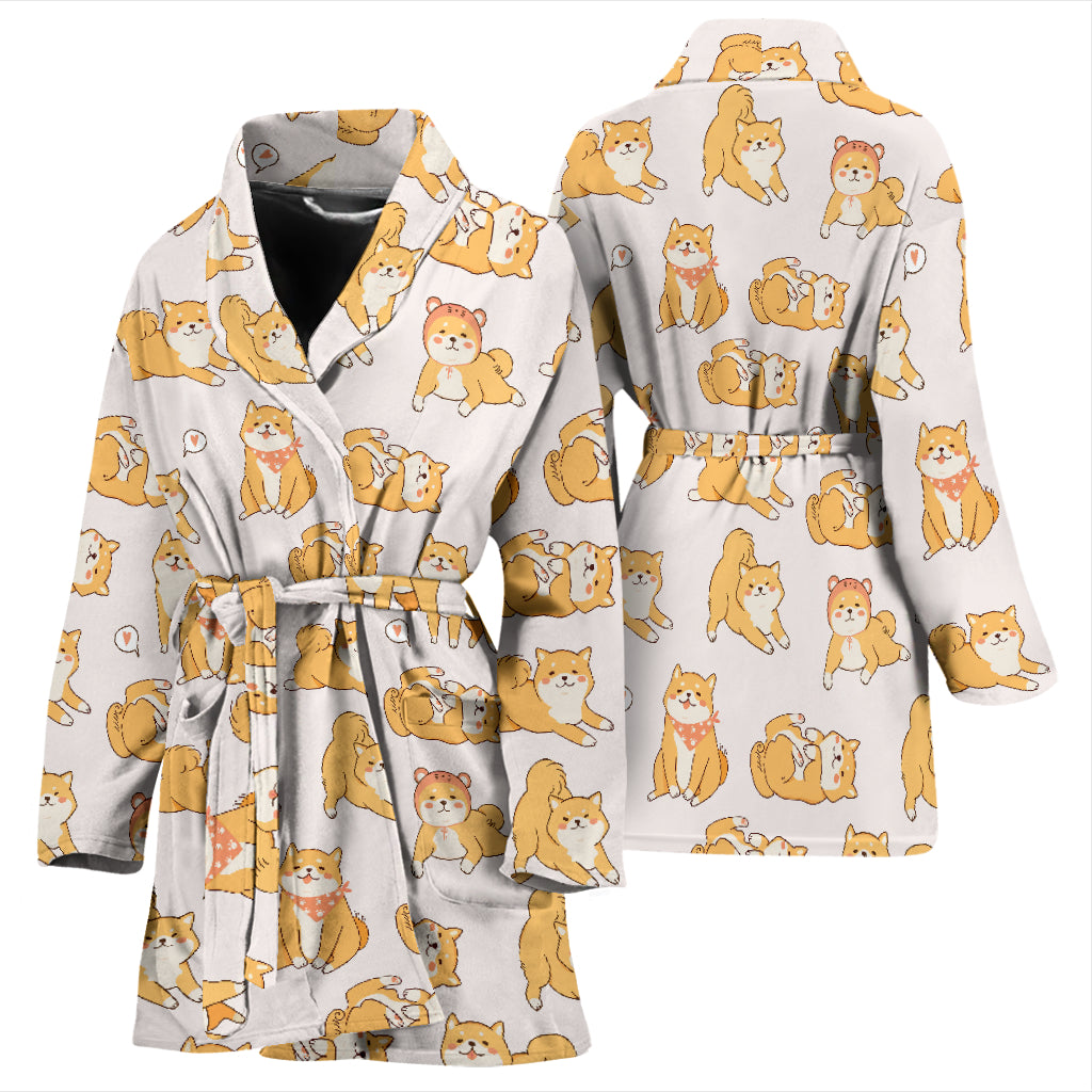 Shiba Inu Print Design LKS308 Women Bathrobe