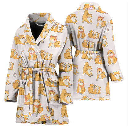 Shiba Inu Print Design LKS308 Women Bathrobe
