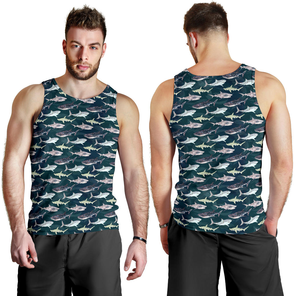 Shark Pattern Print Men Tank Top