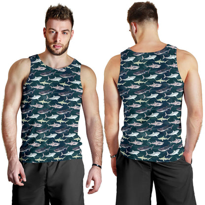 Shark Pattern Print Men Tank Top