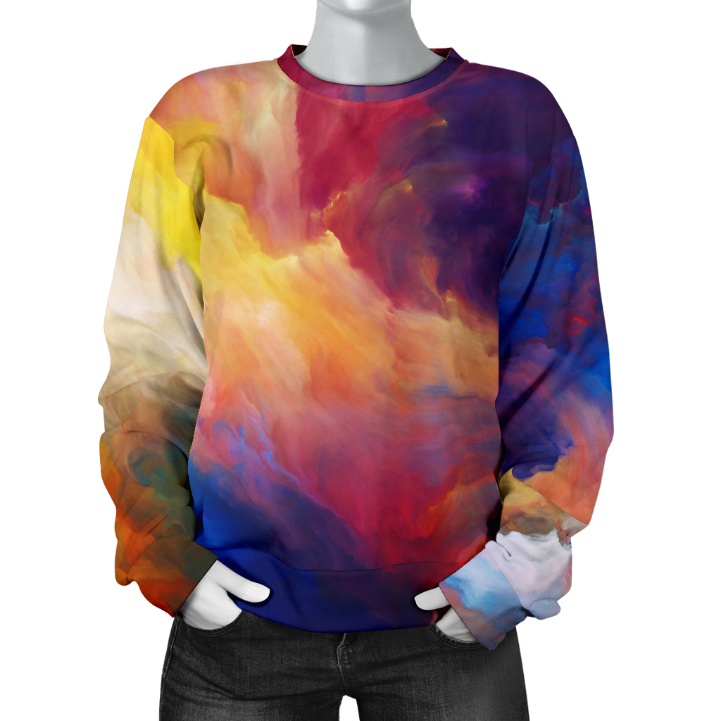 Vortex Twist Swirl Water Color Design Women Long Sleeve Sweatshirt