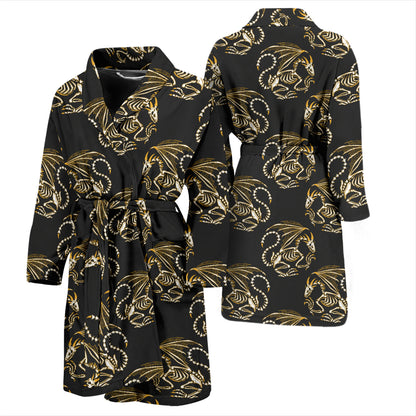 Skeleton Dragon Print Design LKS306 Men Bathrobe