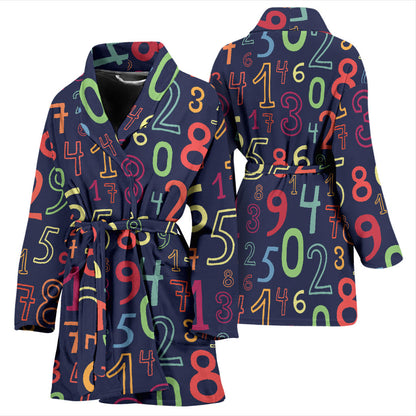Number Pattern Print Design A01 Women Bathrobe
