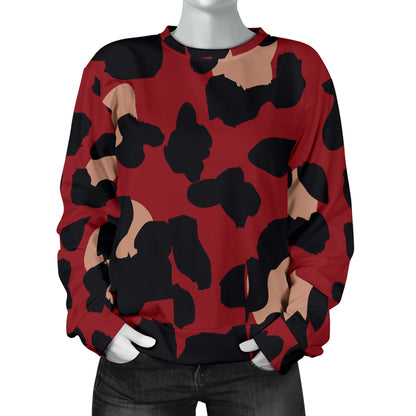 Cheetah Red Print Pattern Women Long Sleeve Sweatshirt