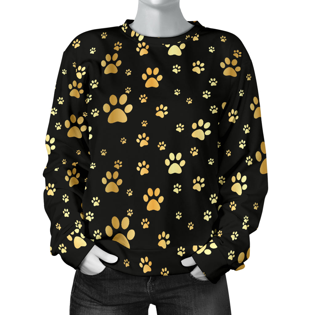 Paw Gold Print Women Long Sleeve Sweatshirt