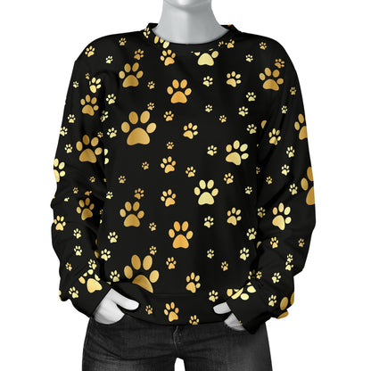 Paw Gold Print Women Long Sleeve Sweatshirt