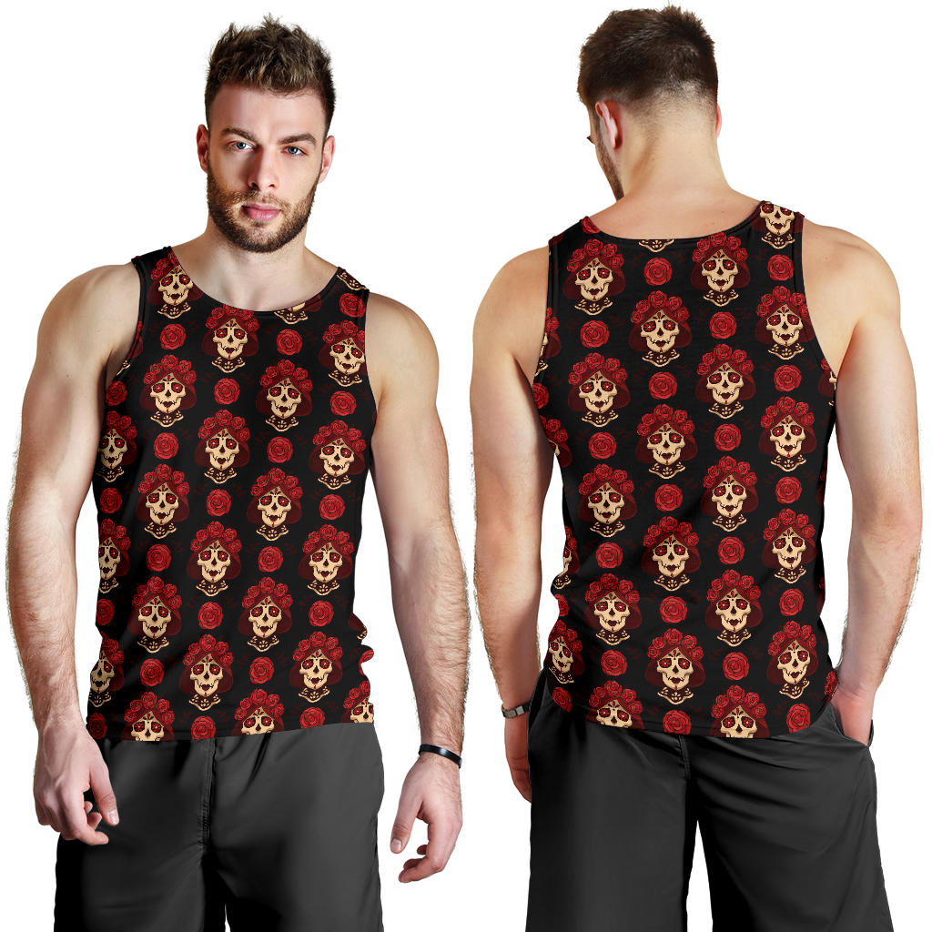 Day of the Dead Skull Girl Pattern Men Tank Top