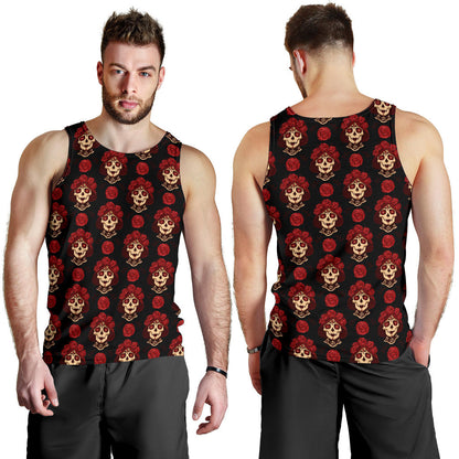 Day of the Dead Skull Girl Pattern Men Tank Top