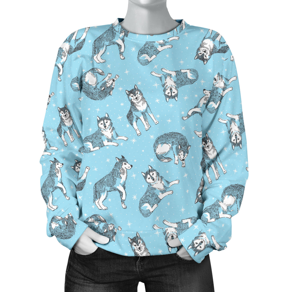 Wolf Design Print Pattern Women Long Sleeve Sweatshirt