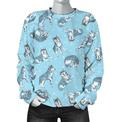 Wolf Design Print Pattern Women Long Sleeve Sweatshirt