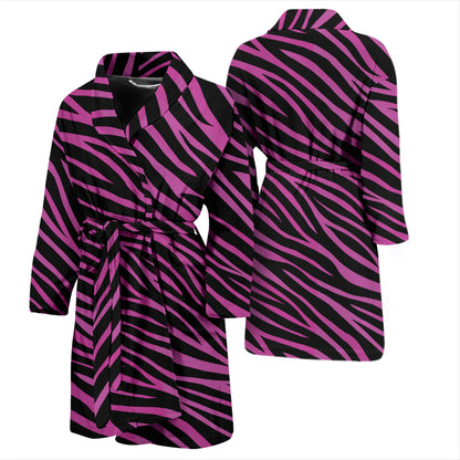 Zebra Pink Print Design LKS304 Men Bathrobe