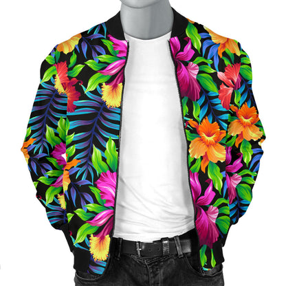 Tropical Folower Colorful Print Men Bomber Jacket