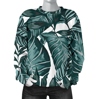 Tropical Palm Leaves Pattern Women Long Sleeve Sweatshirt