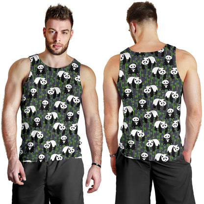Panda Bear Bamboo Themed Print Men Tank Top