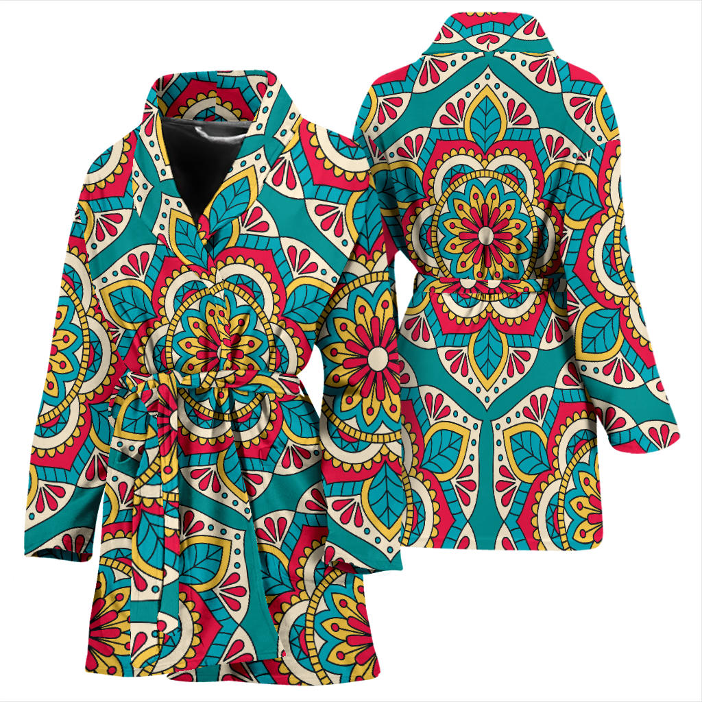 Mandala Pattern Print Design 03 Women Bathrobe