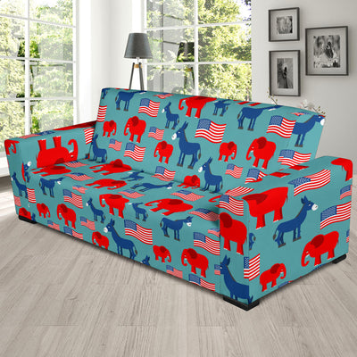 Donkey Red Elephant Pattern Print Design 03 Sofa Slipcover