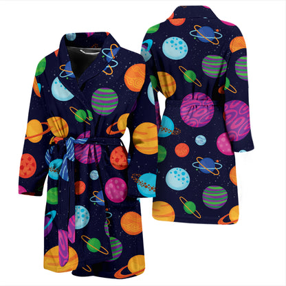 Planet Multicolor Print Design LKS302 Men Bathrobe