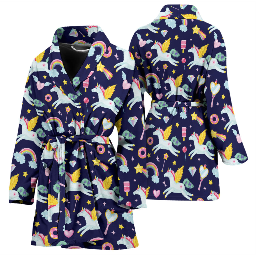Pegasus Pattern Print Design 05 Women Bathrobe