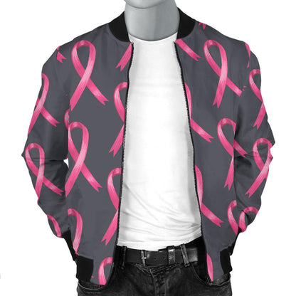 Breast Cancer Awareness Pattern Men Bomber Jacket
