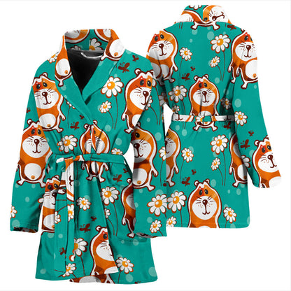Hamster Pattern Print Design 01 Women Bathrobe