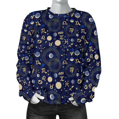 ZodiacThemed Design Print Women Long Sleeve Sweatshirt