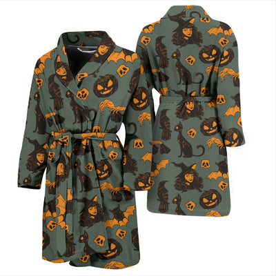 Witch Bat Halloween Print Design LKS305 Men Bathrobe