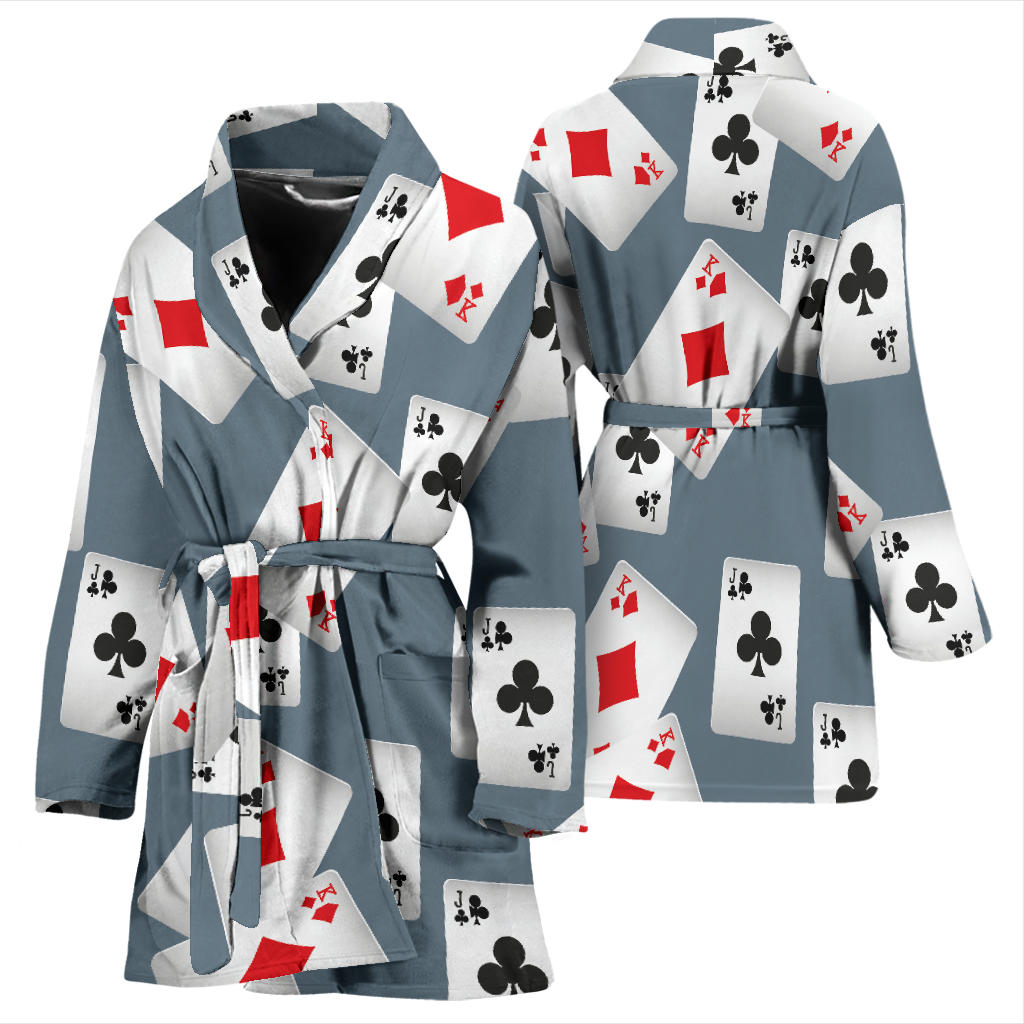 Poker Cards Pattern Print Design A05 Women Bathrobe