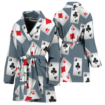 Poker Cards Pattern Print Design A05 Women Bathrobe