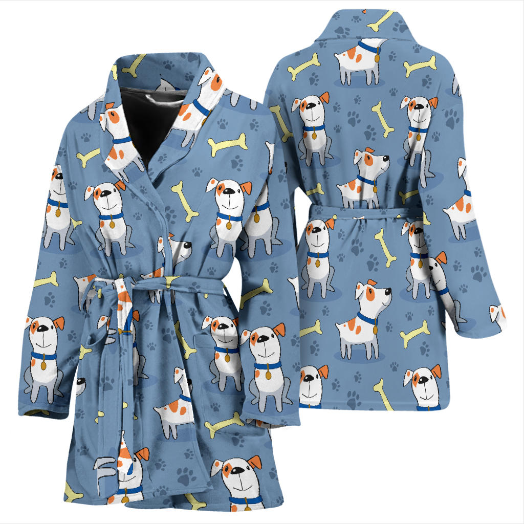 Bull Terriers Pattern Print Design 04 Women Bathrobe