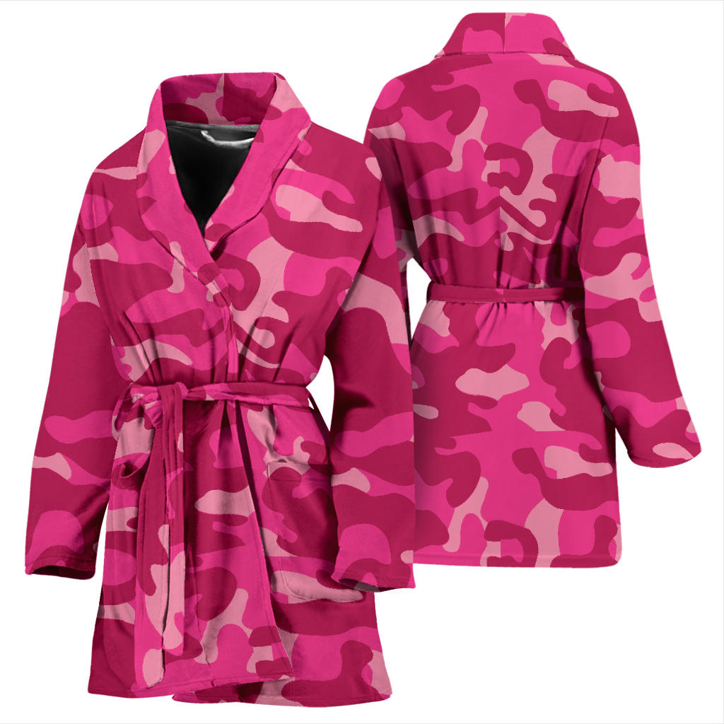 Camo Pink Pattern Print Design 01 Women Bathrobe