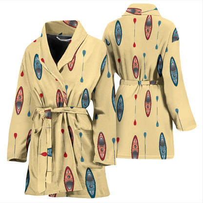 Kayak Pattern Print Design 02 Women Bathrobe