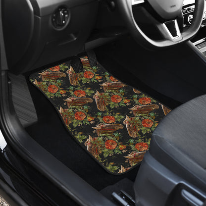 Horse Embroidery with Flower Design Car Floor Mats Front Back